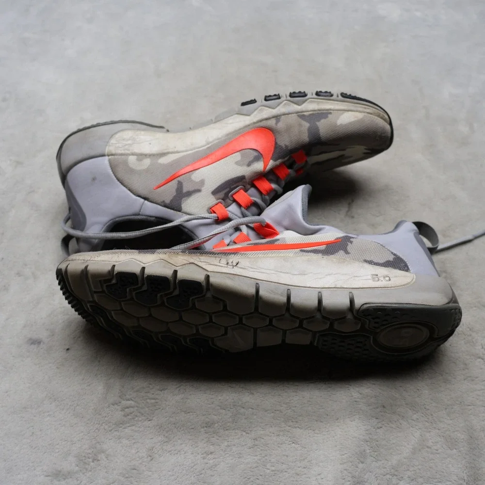 Nike Mens 12 Running Shoes Grey Free Trainer 5.0‎ Camo Accent Cushioned Athletic